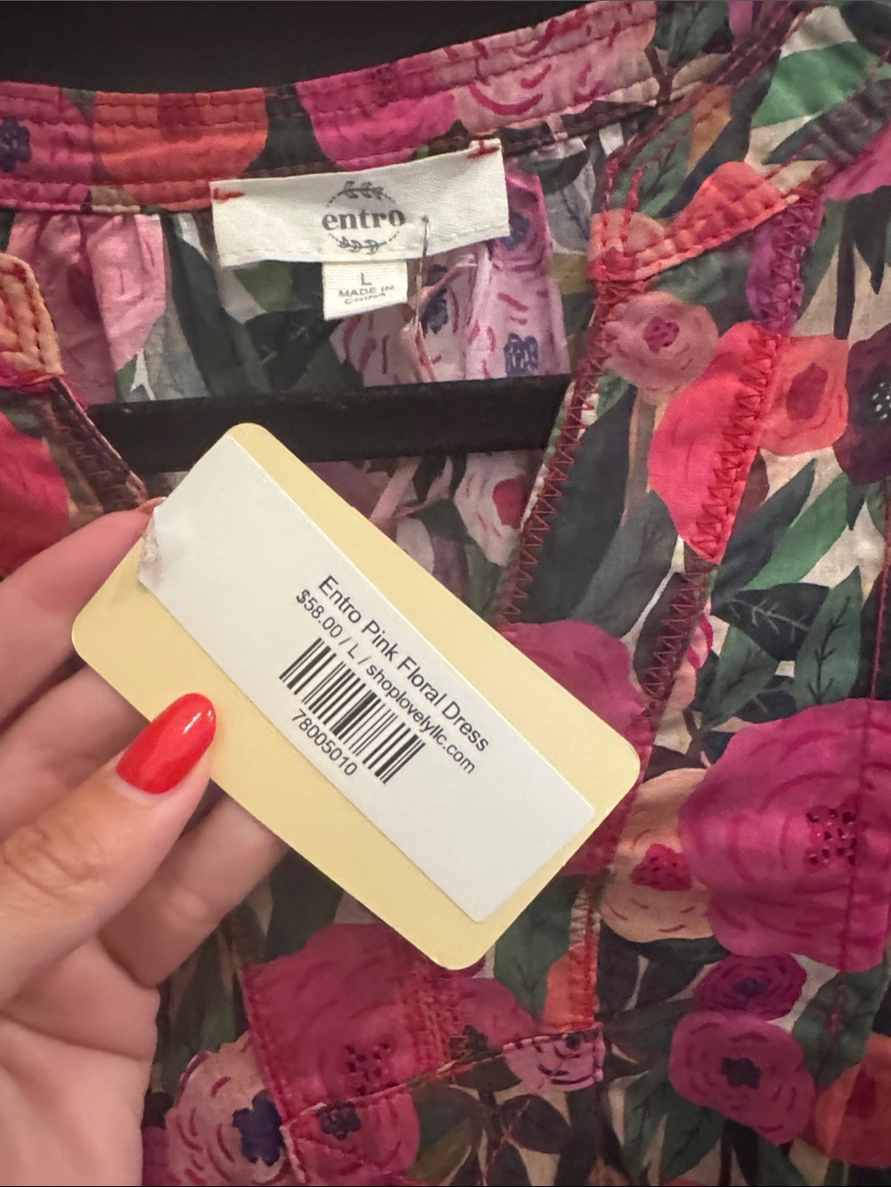 entro Floral Mini Dress in Pink and Green - Picture 2 of 2